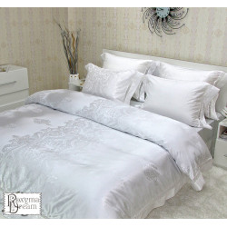 Комплект спално бельо Памучен сатен БЯЛ-С ДАНТЕЛА